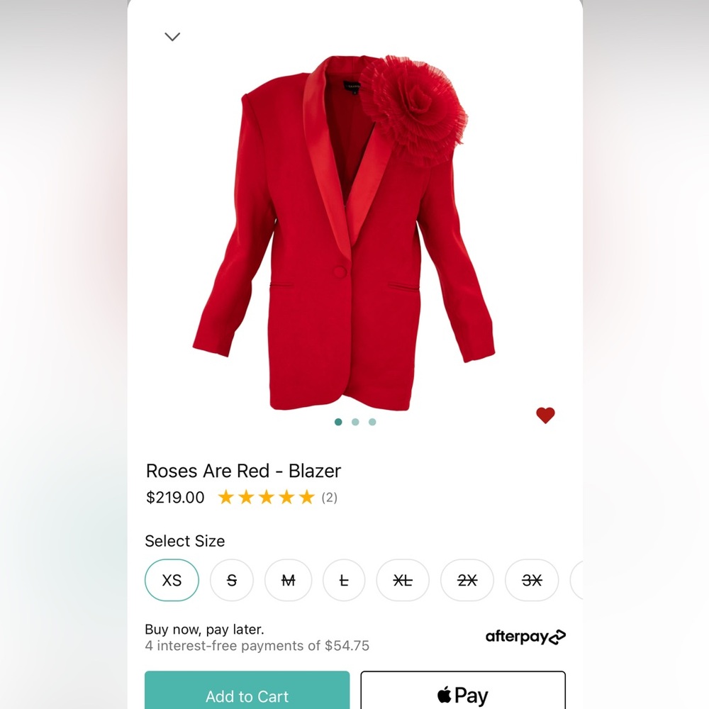 TBL - The Brand Label “Roses are Red Blazer” 
Size L NWT (new with tag)